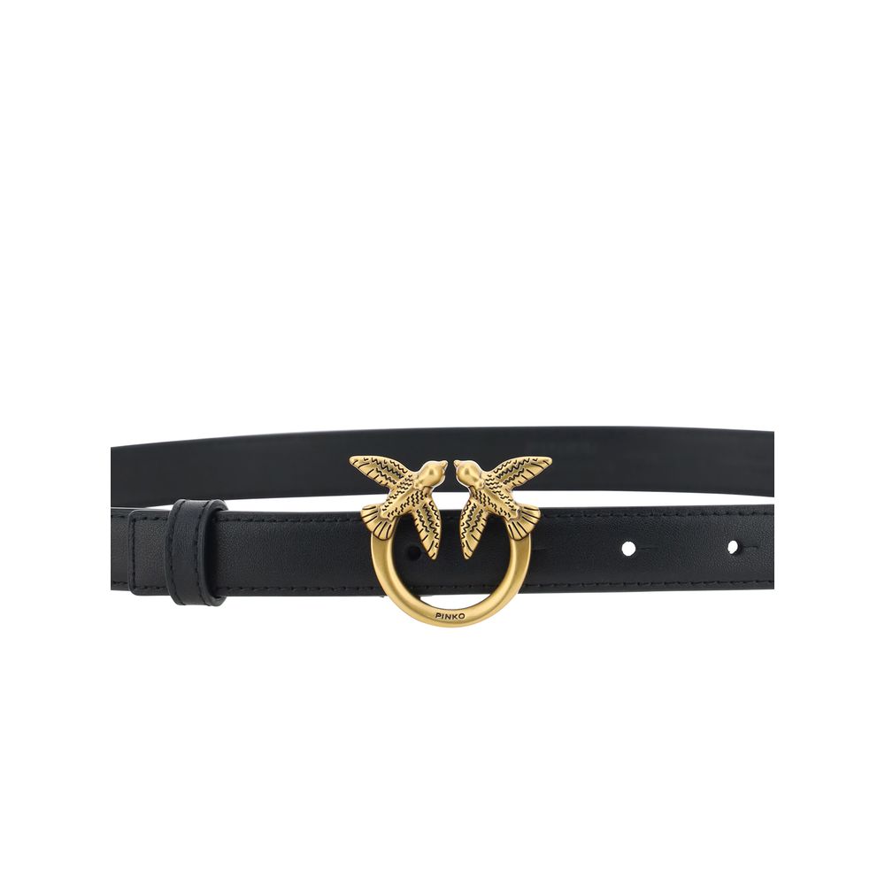 PINKO Black Calf Leather Bos Taurus Regular Belt