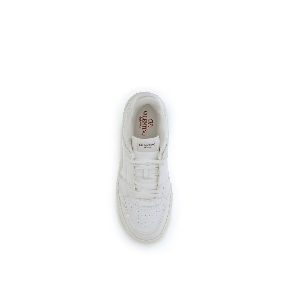 Valentino Garavani White Calf Leather Bos Taurus Low Top Sneakers