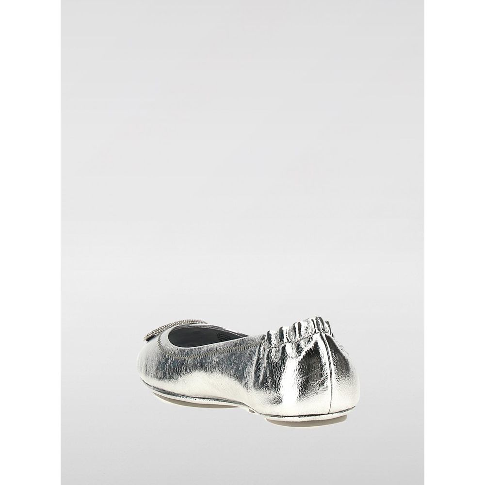 Tory Burch Silver Leather Ballet Flats