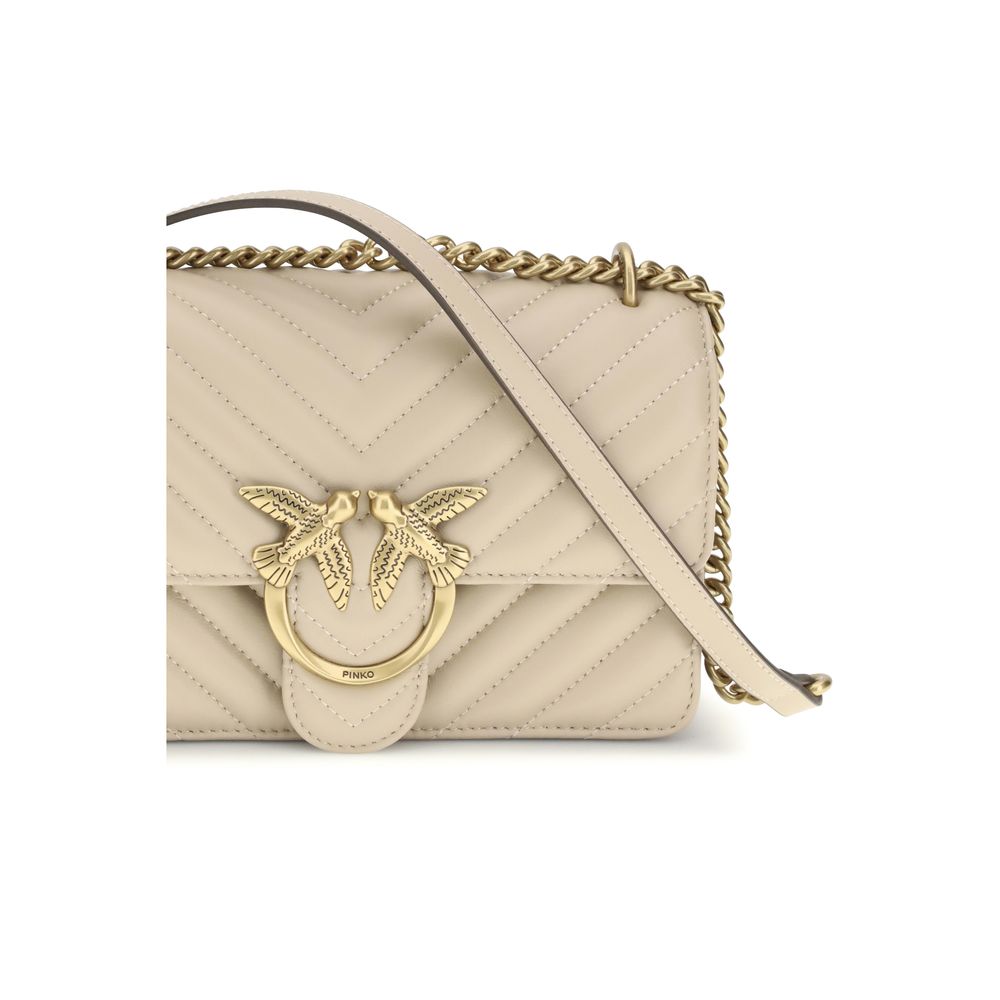 PINKO Beige Calf Leather Bos Taurus Shoulder Bag