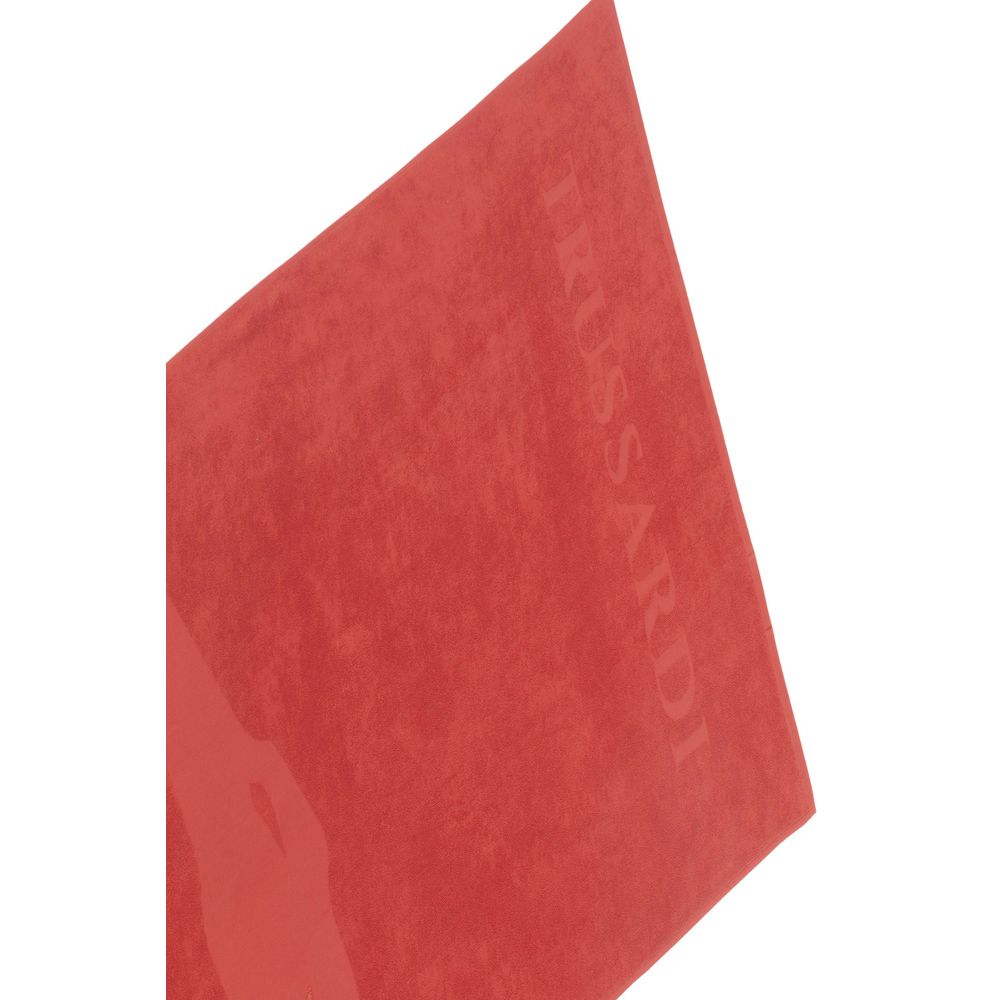 Trussardi Beachwear Red Cotton Men Swim Towel