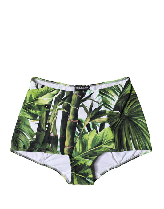 Dolce & Gabbana Green Leaf Print High-Waisted Girdle Underwear