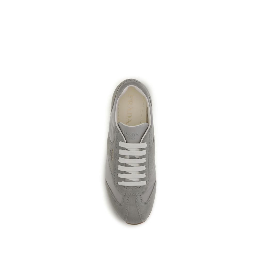Prada Gray Calf Leather Bos Taurus Low Top Sneakers