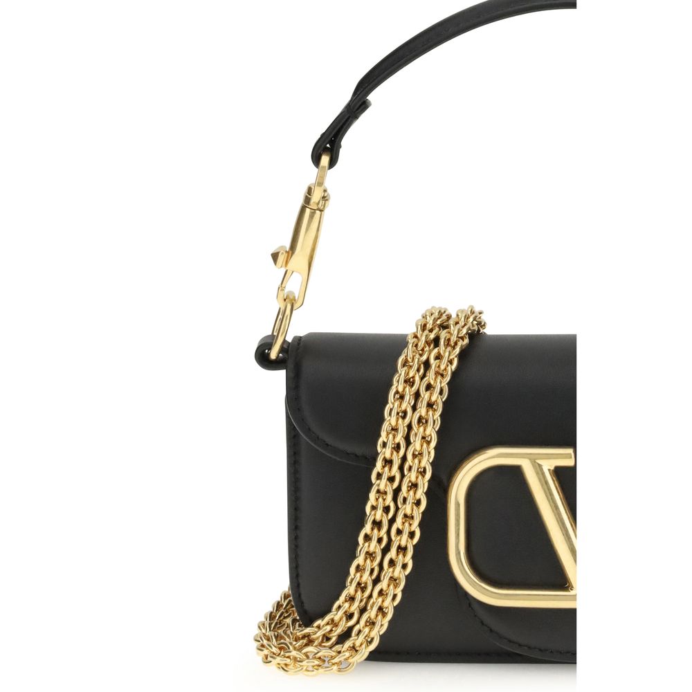 Valentino Garavani Black Calf Leather Bos Taurus Shoulder Bag