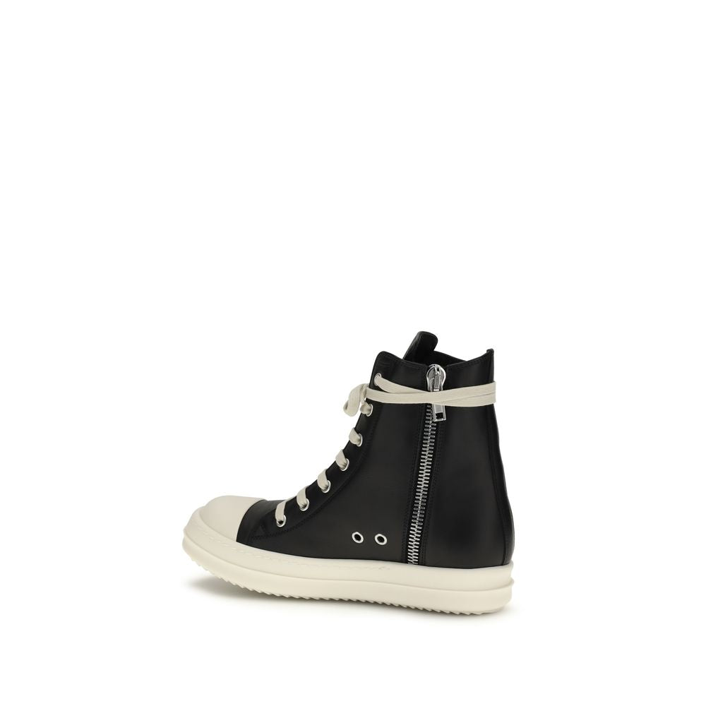 Rick Owens Black Calf Leather Bos Taurus High Top Sneakers