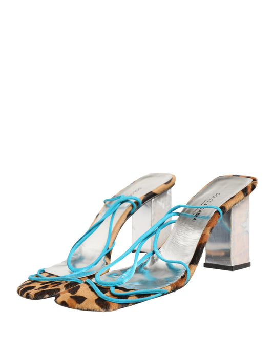 Dolce & Gabbana Multicolor Leather Block Heels Sandals Shoes