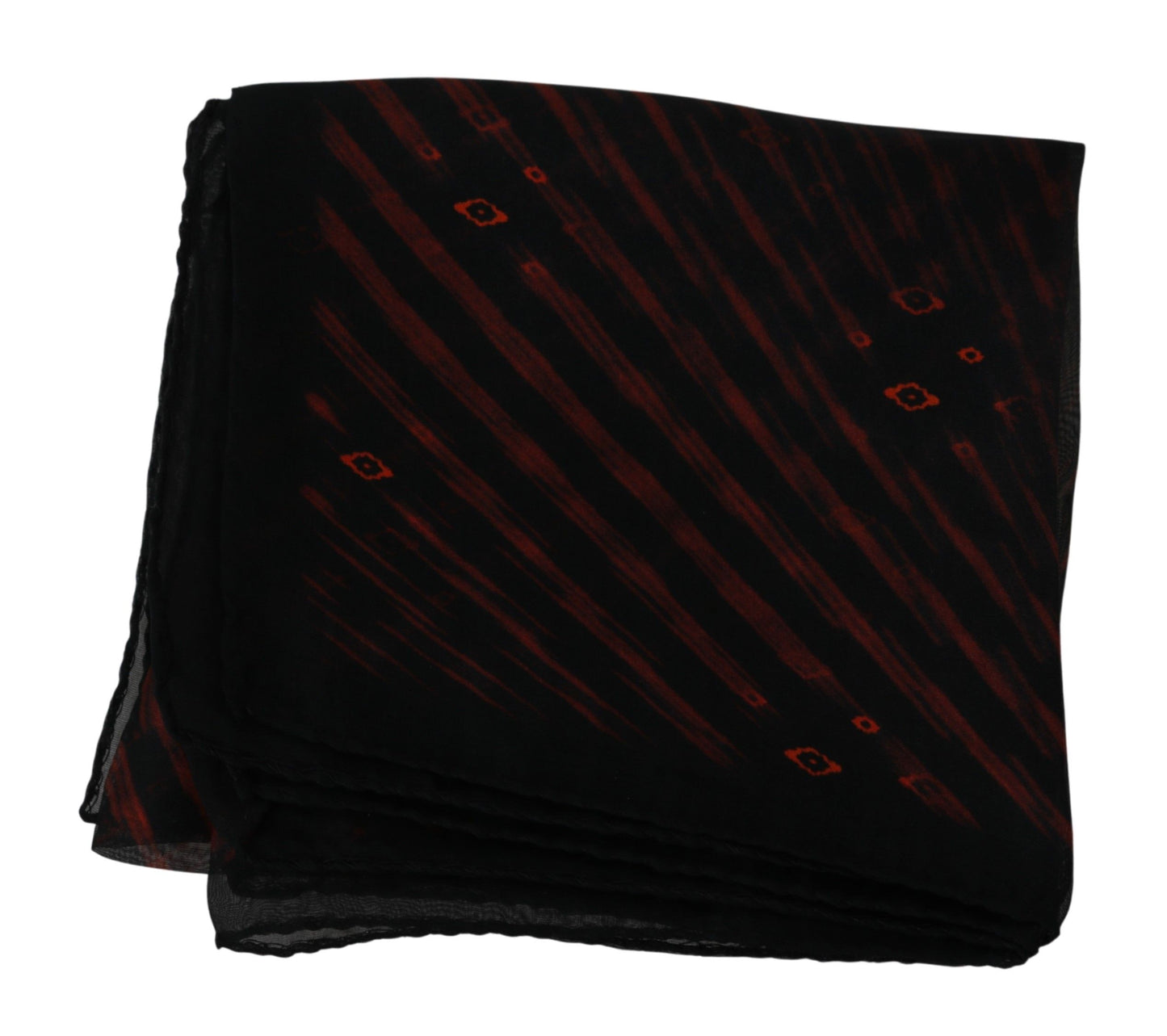 Costume National Black Orange 100% Silk Branded Scarf