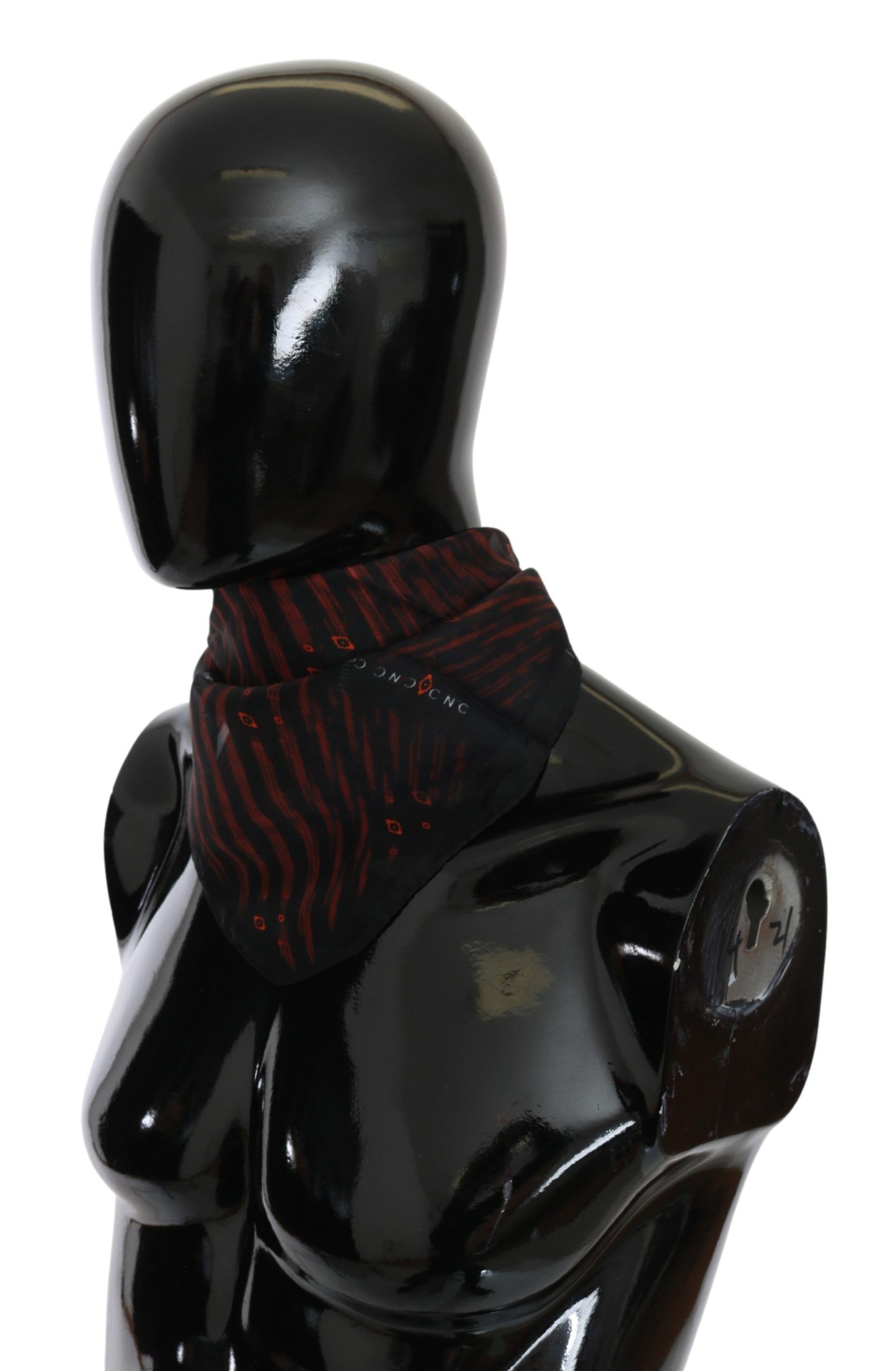 Costume National Black Orange 100% Silk Branded Scarf