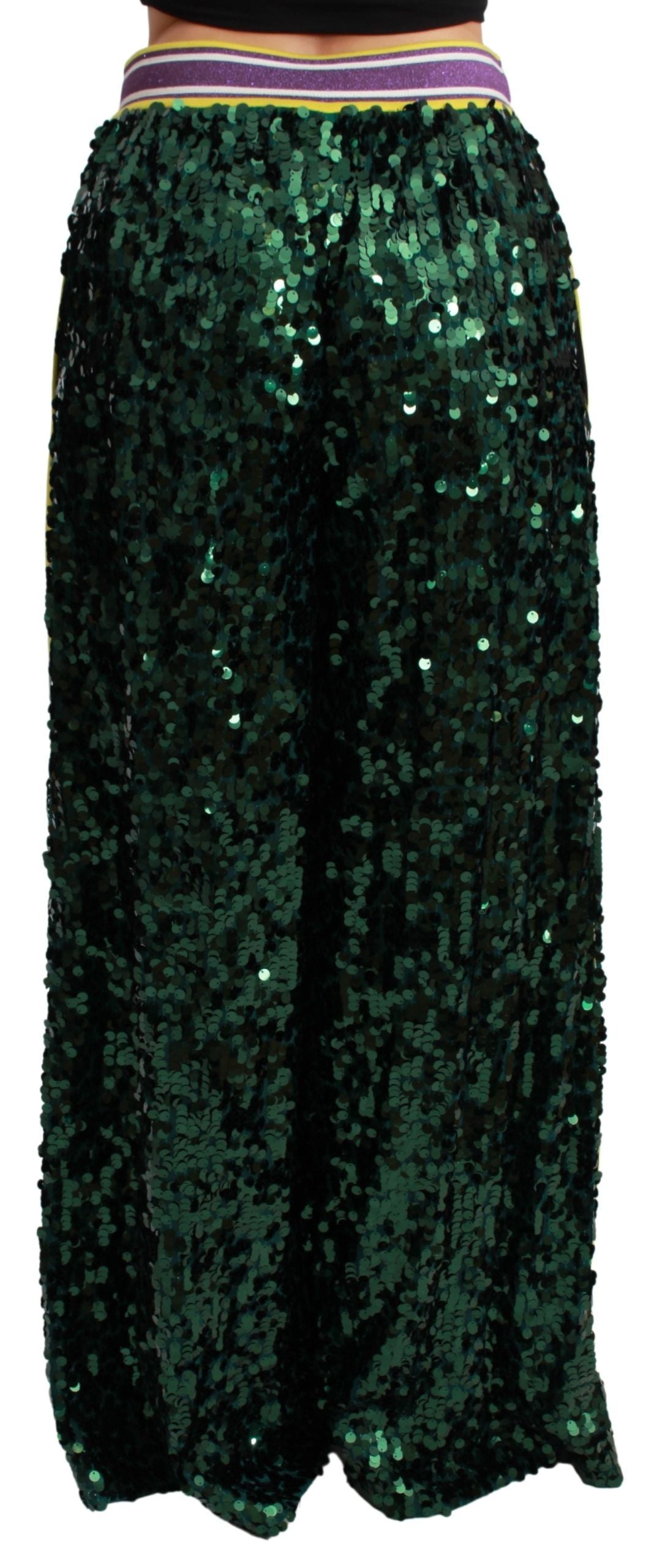Dolce & Gabbana Green Sequin Trousers Queens Angel Pants