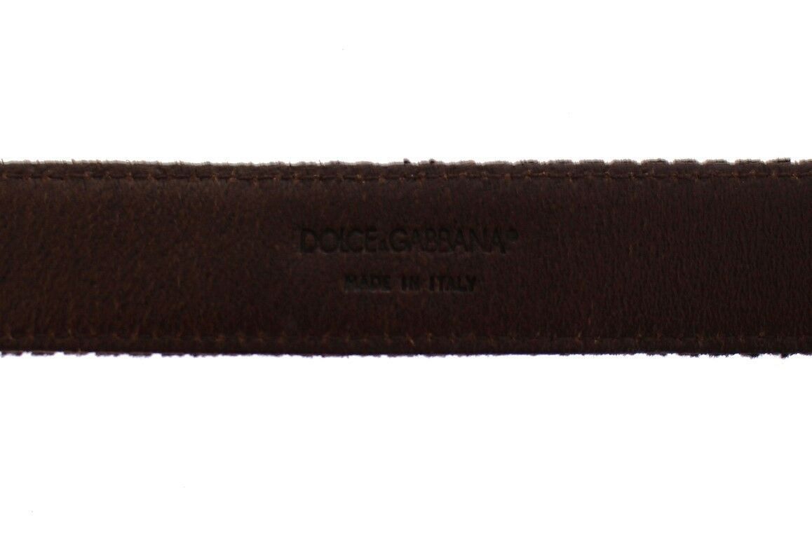 Dolce & Gabbana Brown Leather Logo Cintura Gürtel Belt
