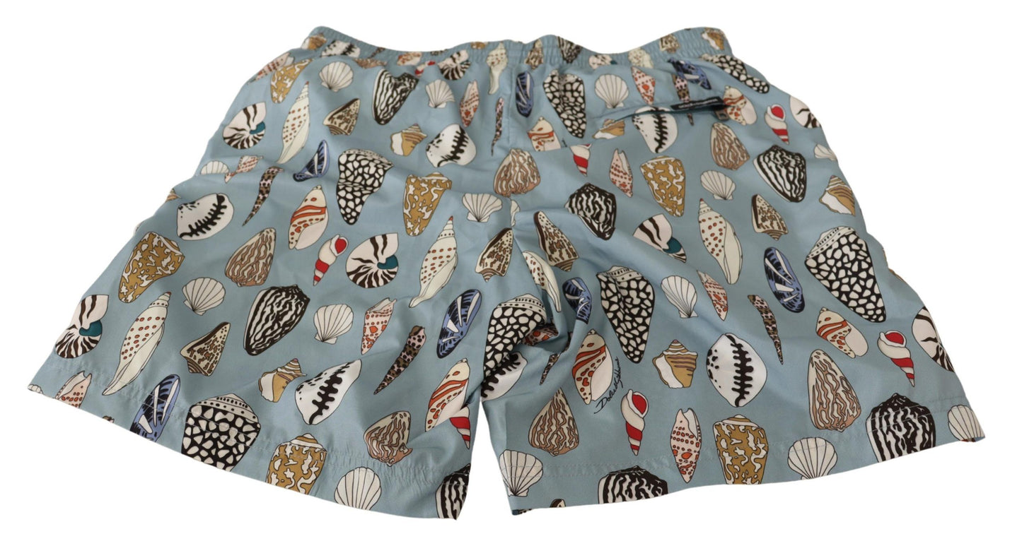 Dolce & Gabbana Blue Seashell Beachwear Swimwear Shorts
