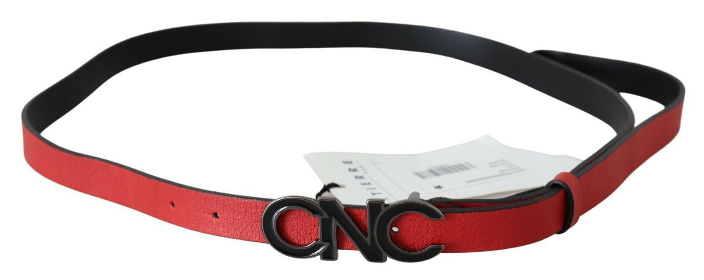 Costume National Red Reversible Leather Logo Belt
