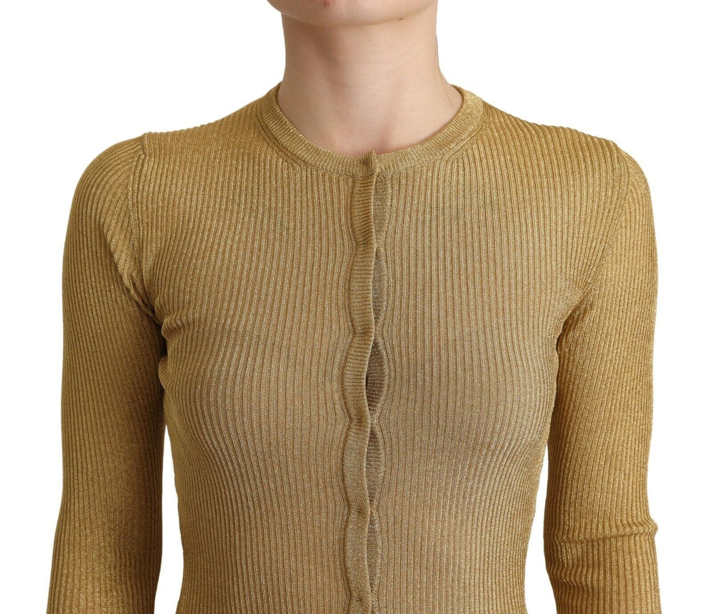 Dolce & Gabbana Gold Viscose Blend Buttons Cardigan Sweater