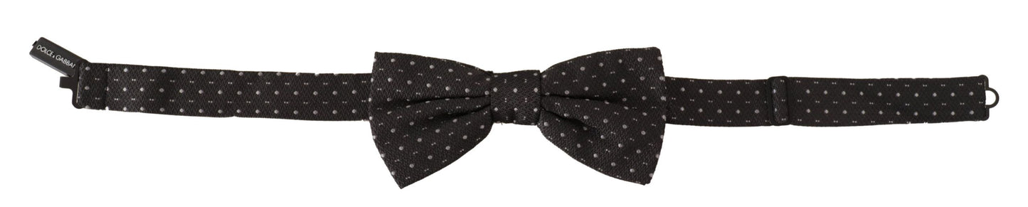 Dolce & Gabbana Gray Polka Dot 100% Silk Neck Papillon Tie