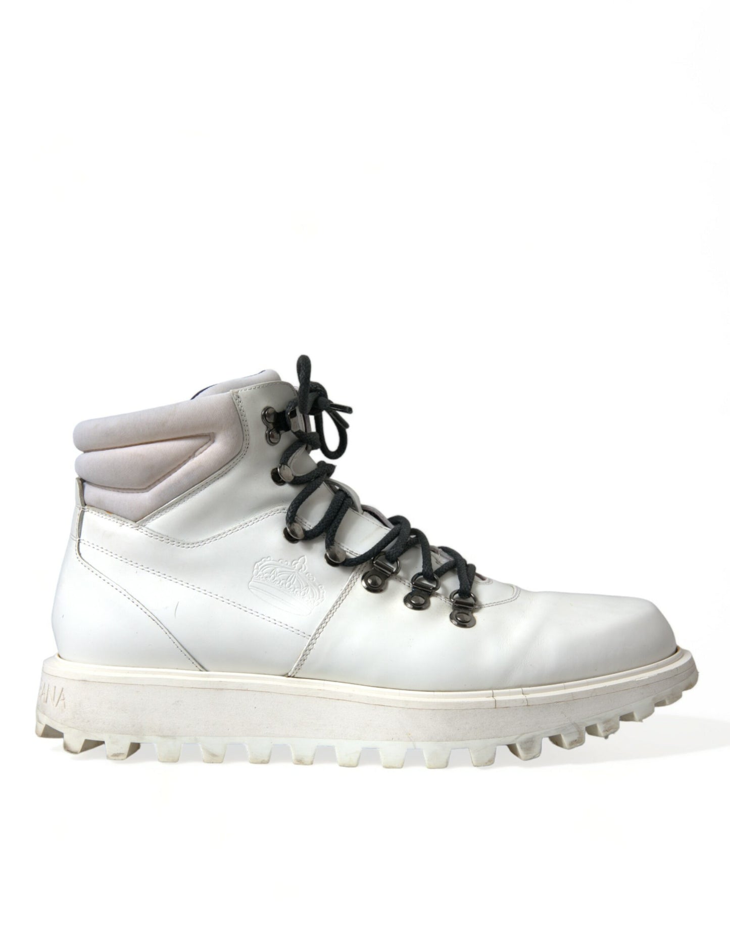 Dolce & Gabbana White Vulcano Trekking Ankle Boots Shoes