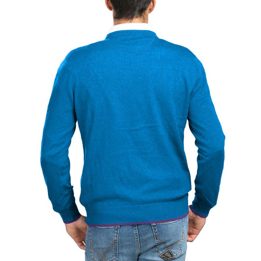 La Martina Blue Cotton Men Sweater