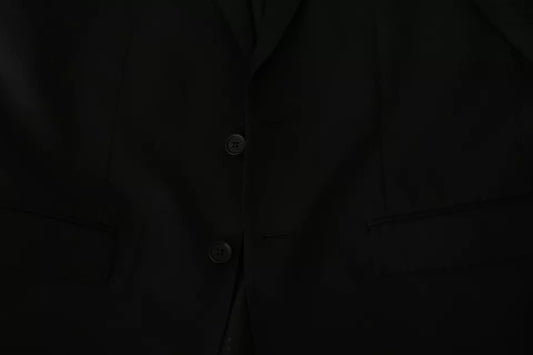 Dolce & Gabbana Black Wool Slim Fit Notch Jacket Blazer