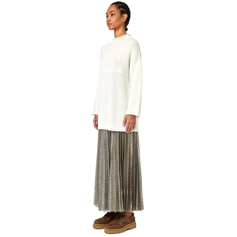 Alpha Studio White Recycled Wool Women Sweater