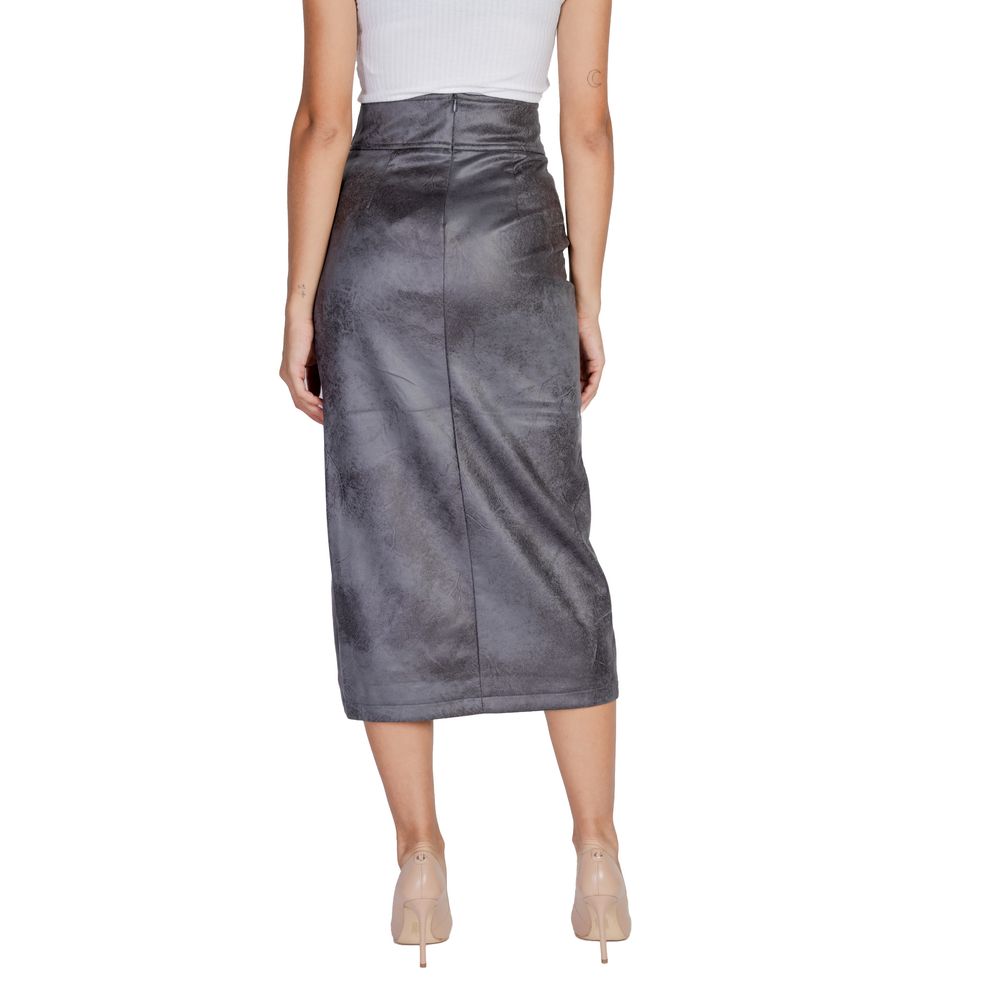 Only Gray Artificial Leather Skirt