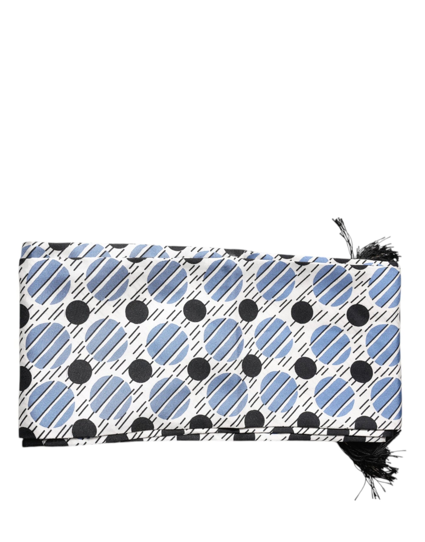 Dolce & Gabbana White Blue Polka Dotted Silk Skinny Scarf