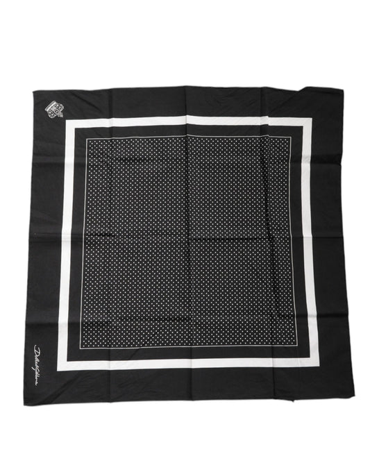 Dolce & Gabbana Black Polka Dots Cotton Handkerchief Scarf