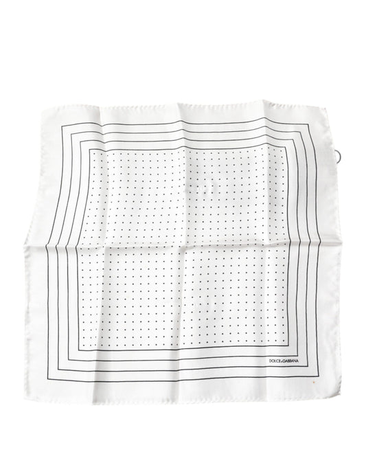 Dolce & Gabbana White Polka Dots Square Handkerchief Scarf