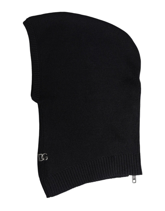 Dolce & Gabbana Black Wool Whole Head Wrap Balaclava Hat