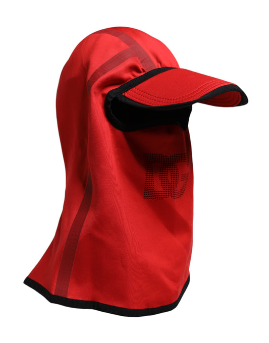 Dolce & Gabbana Red Logo Polyester Wide Brim Balaclava Hat