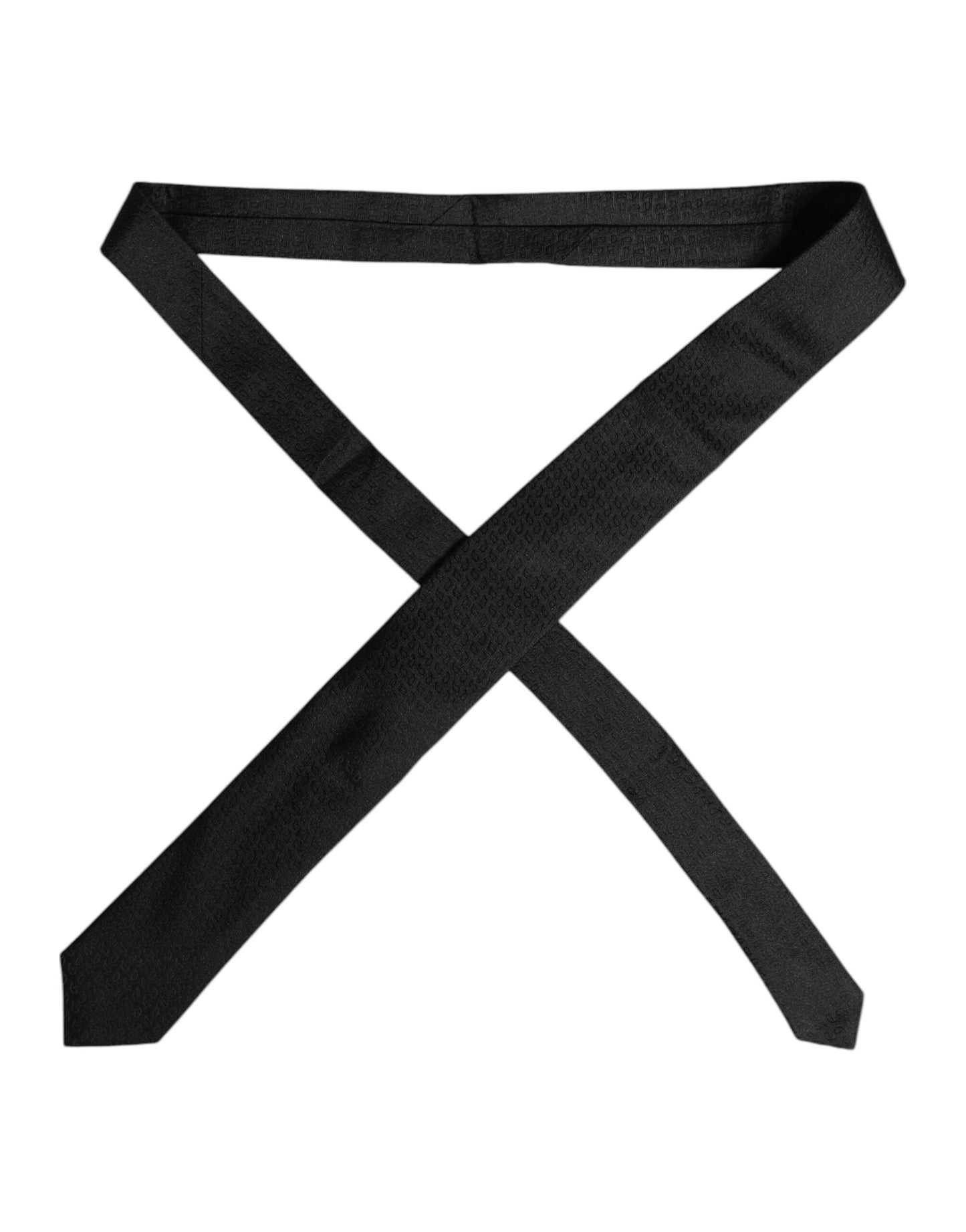 Dolce & Gabbana Black Patterned Silk Adjustable Necktie Tie