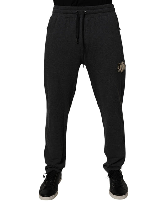 Dolce & Gabbana Dark Gray Logo Cotton Jogger Sweatpants Pants