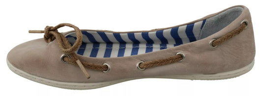 Pantofola D'Oro Beige Suede Lace Bow Loafers Ballet Flat Shoes