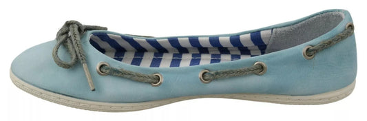 Pantofola D'Oro Sky Blue Suede Lace Bow Loafers Ballet Flat Shoes