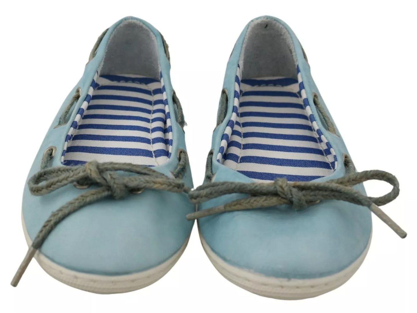 Pantofola D'Oro Sky Blue Suede Lace Bow Loafers Ballet Flat Shoes