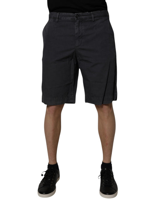 Dolce & Gabbana Dark Gray Cotton Mid Waist Men Bermuda Shorts