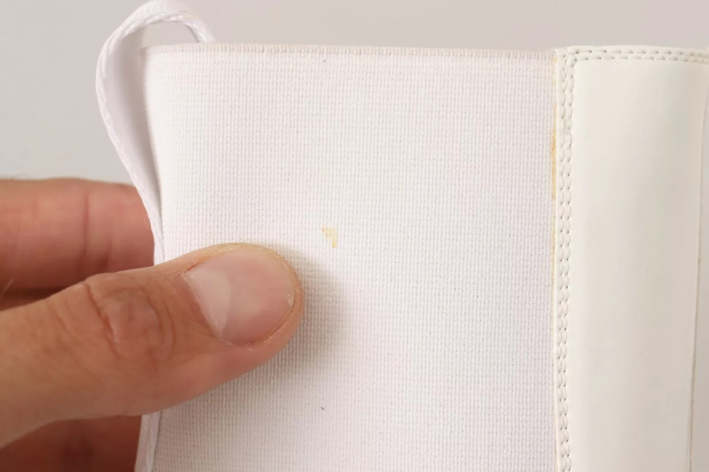 GCDS White Leather Fabric Red Logo Heel Ankle Boots Shoes