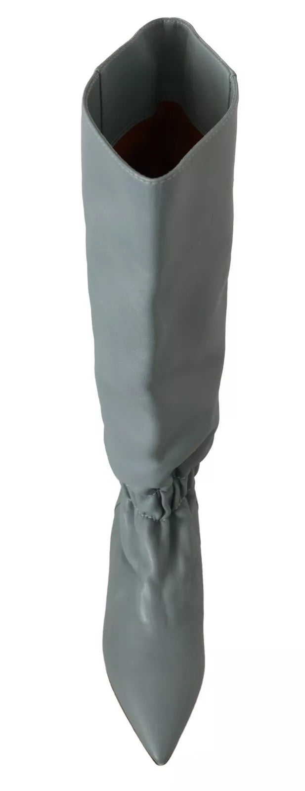 Valentino Blue Leather Elastic Flats Pull On Knee High Boots Shoes