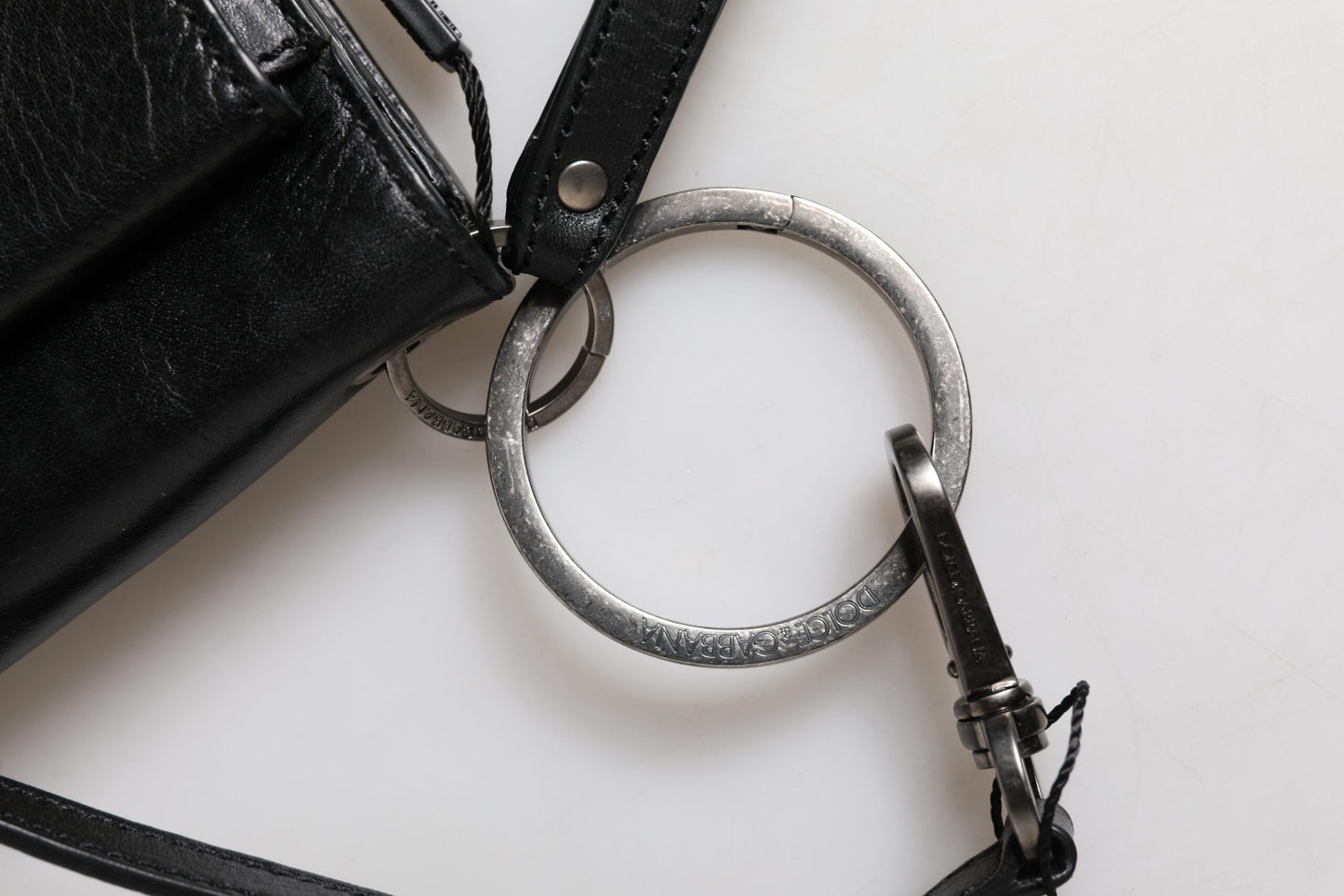 Dolce & Gabbana Black Leather Logo Purse Shoulder Crossbody Bag