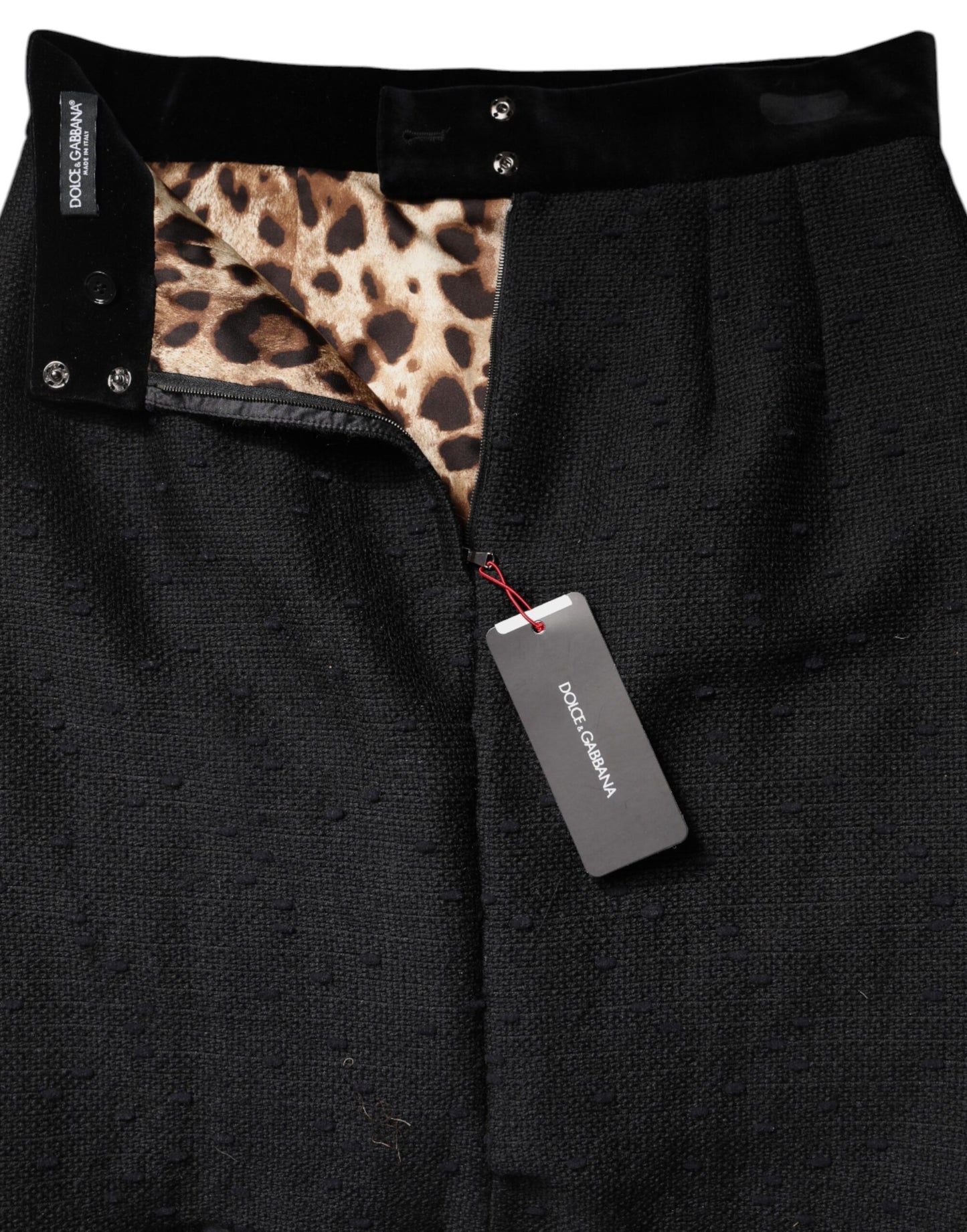 Dolce & Gabbana Black Wool Fringe High Waist Pencil Mini Skirt