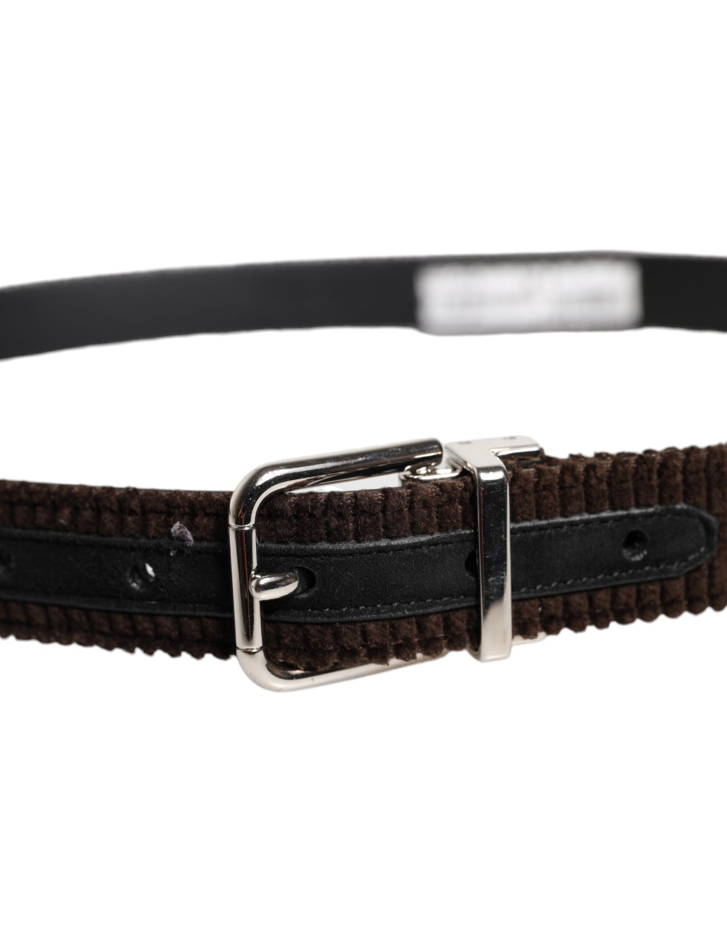 Dolce & Gabbana Brown Velvet Metal Buckle Classic Belt