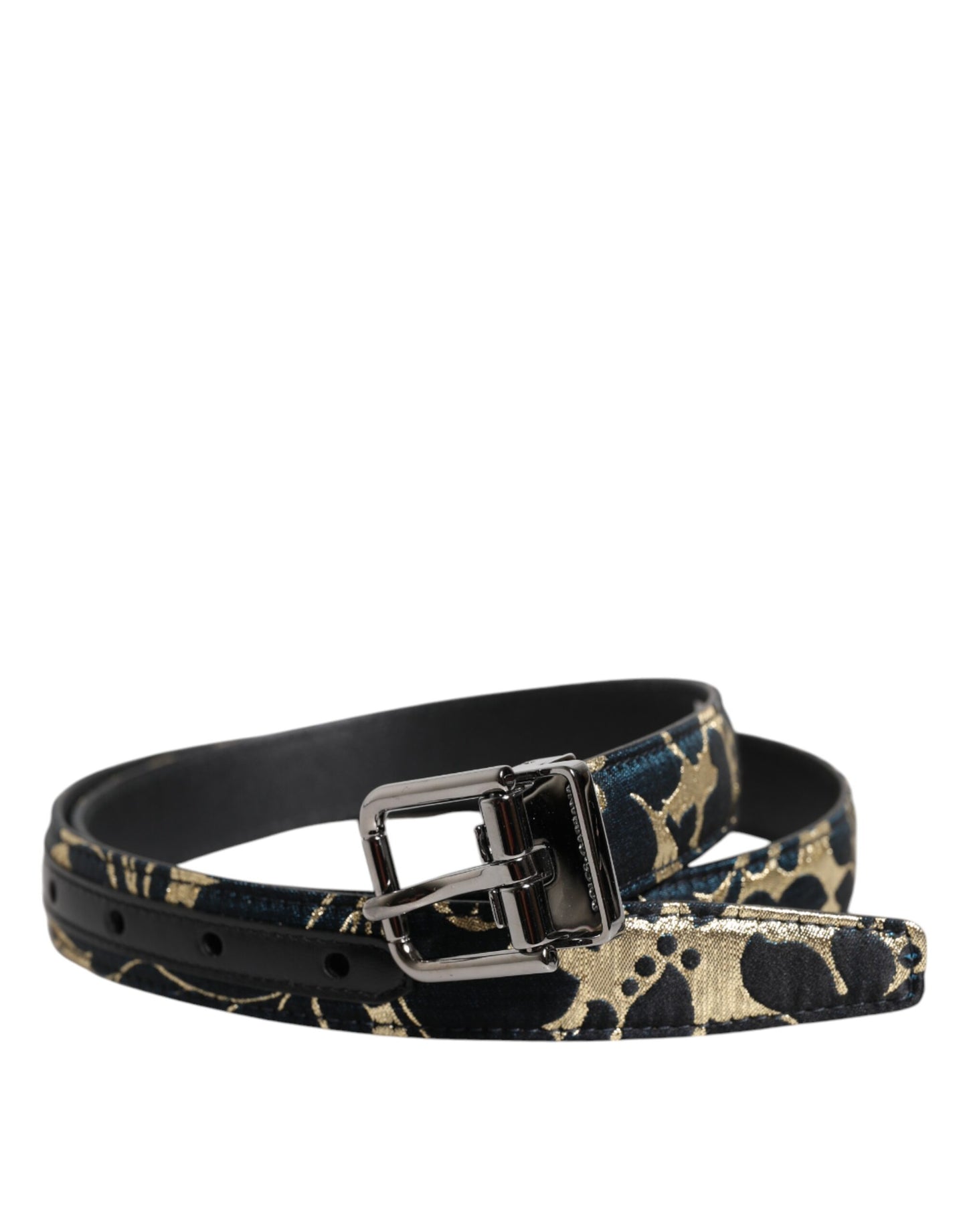 Dolce & Gabbana Multicolor Jacquard Leather Logo Buckle Belt