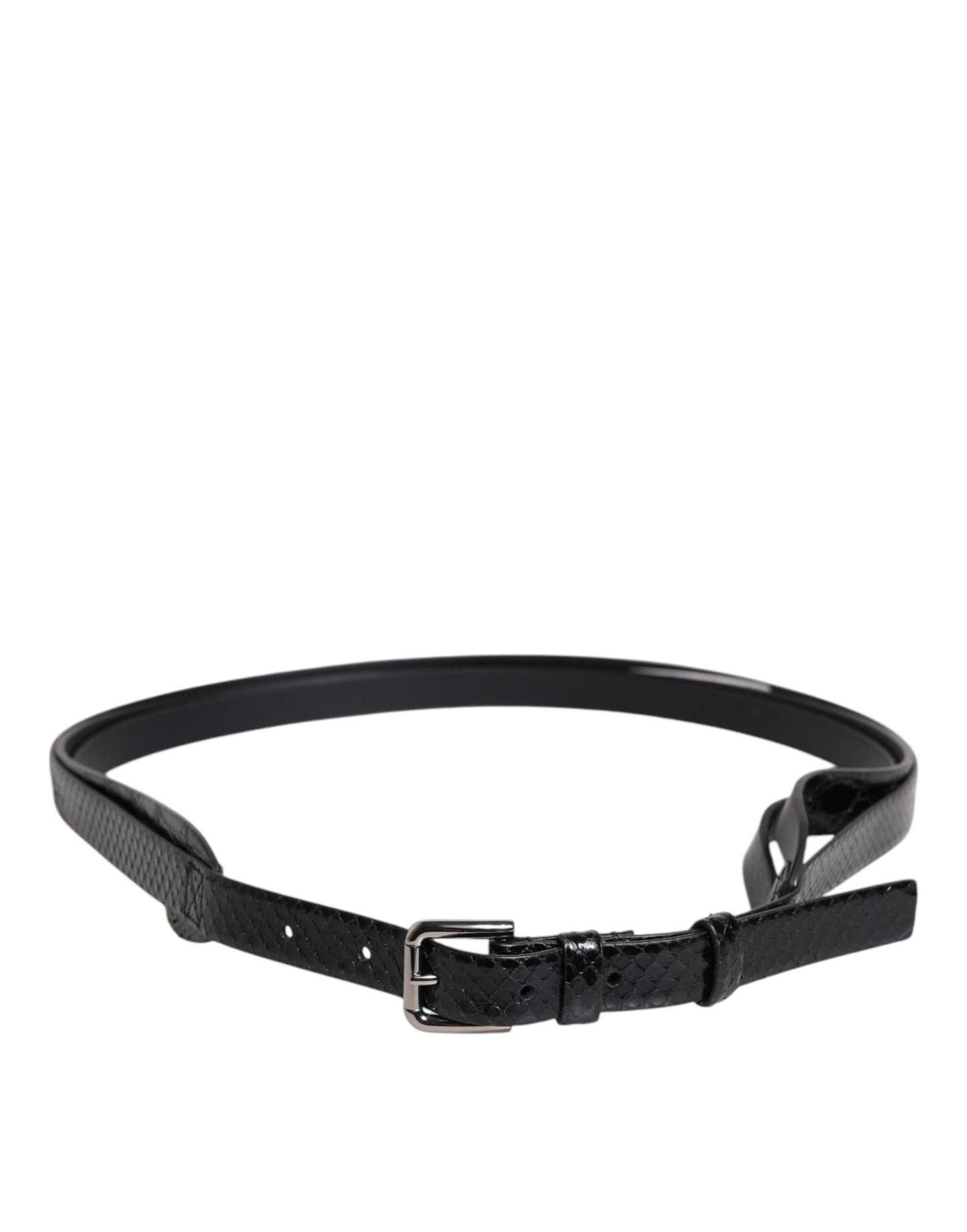 Dolce & Gabbana Black Leather Classic Metal Logo Buckle Belt