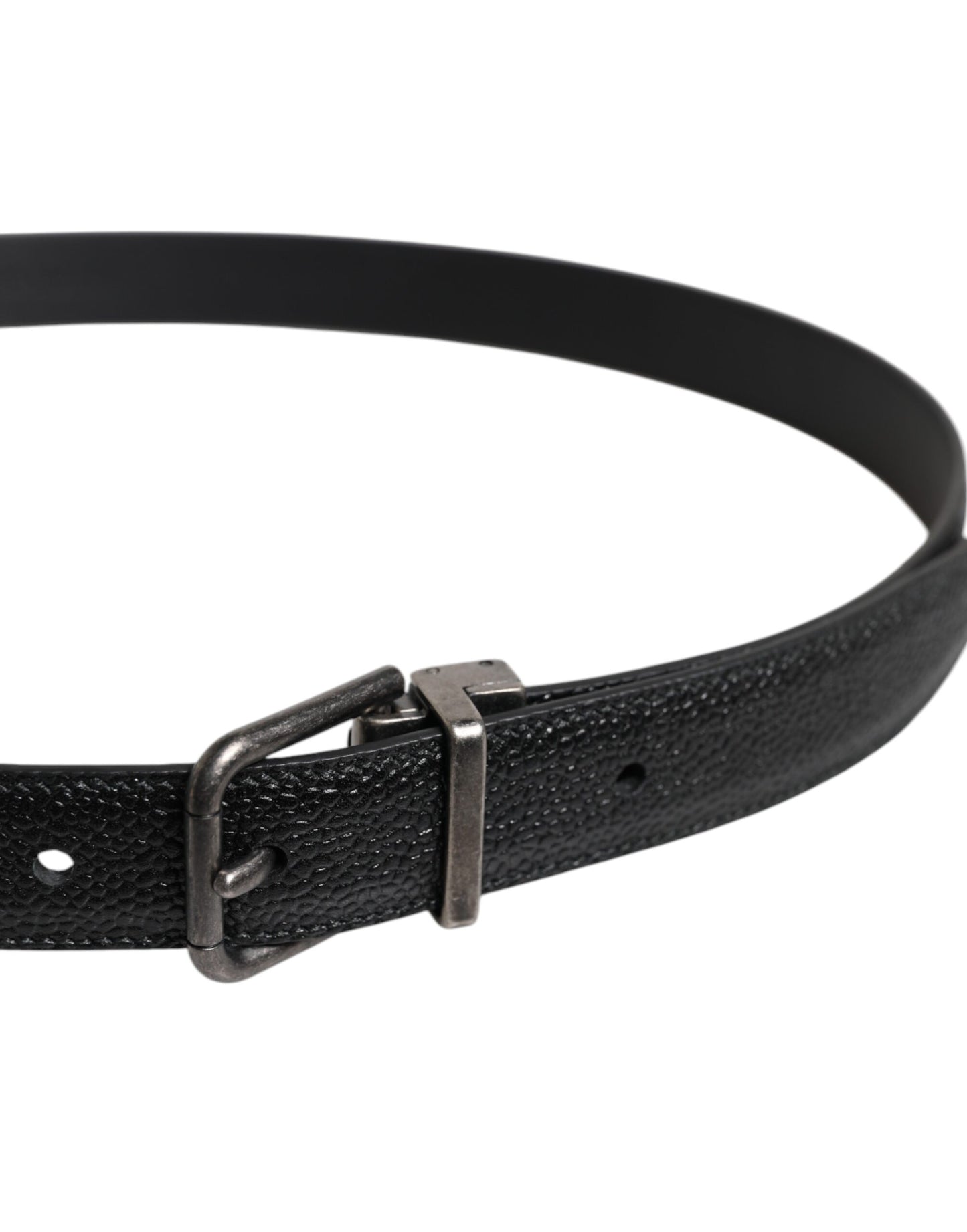 Dolce & Gabbana Black Calf Leather Classic Metal Buckle Belt