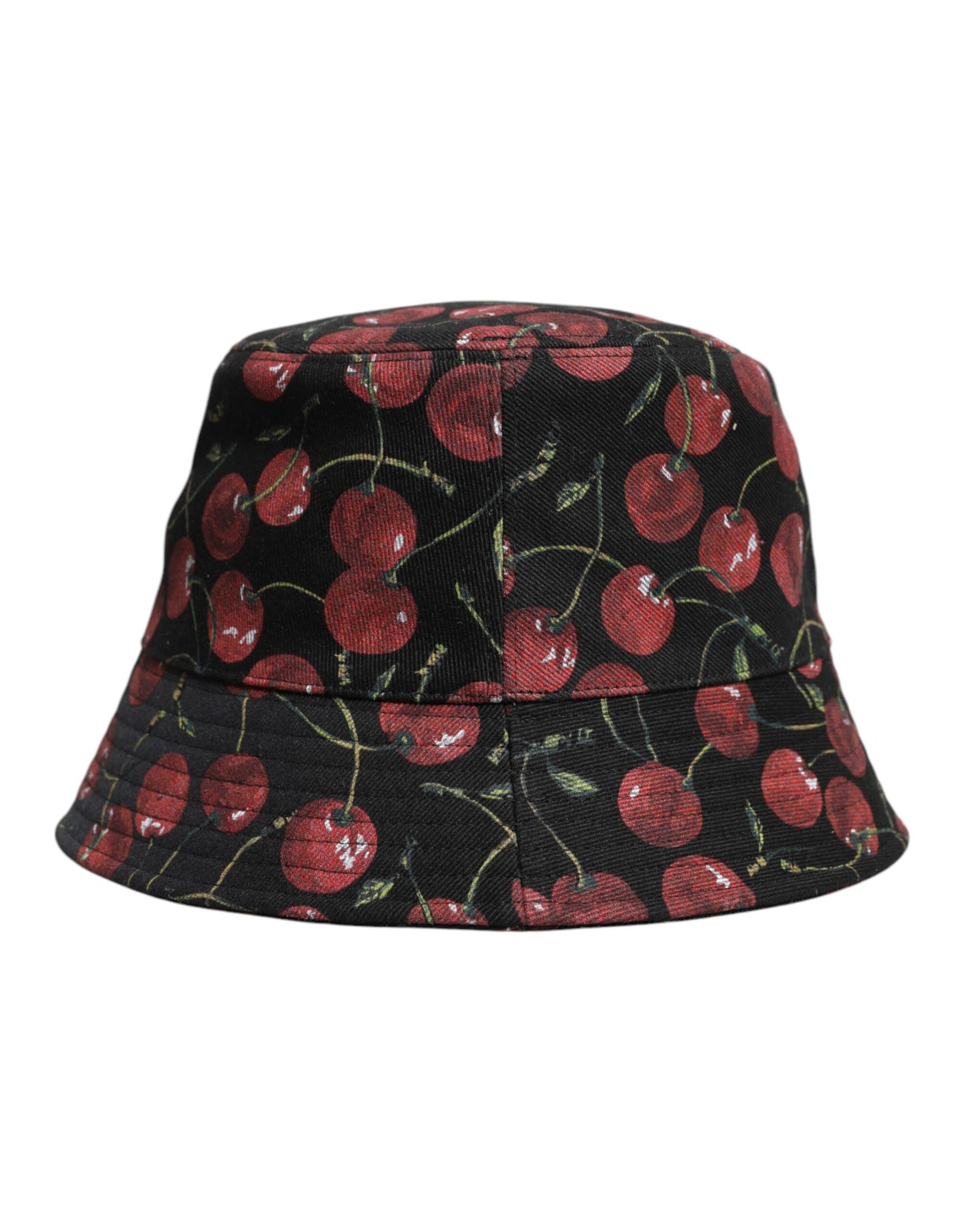 Dolce & Gabbana Black Cotton Printed Wide Brim Bucket Hat