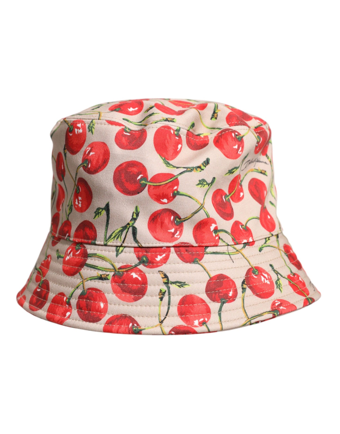 Dolce & Gabbana Beige Cotton Printed Wide Brim Bucket Hat