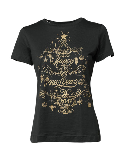 Dolce & Gabbana Black Cotton Round Neck Short Sleeve T-shirt