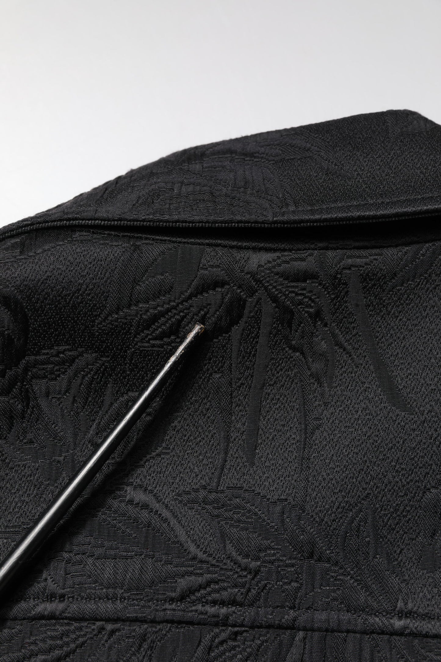 Dolce & Gabbana Black Brocade Cotton Full Zip Biker Jacket