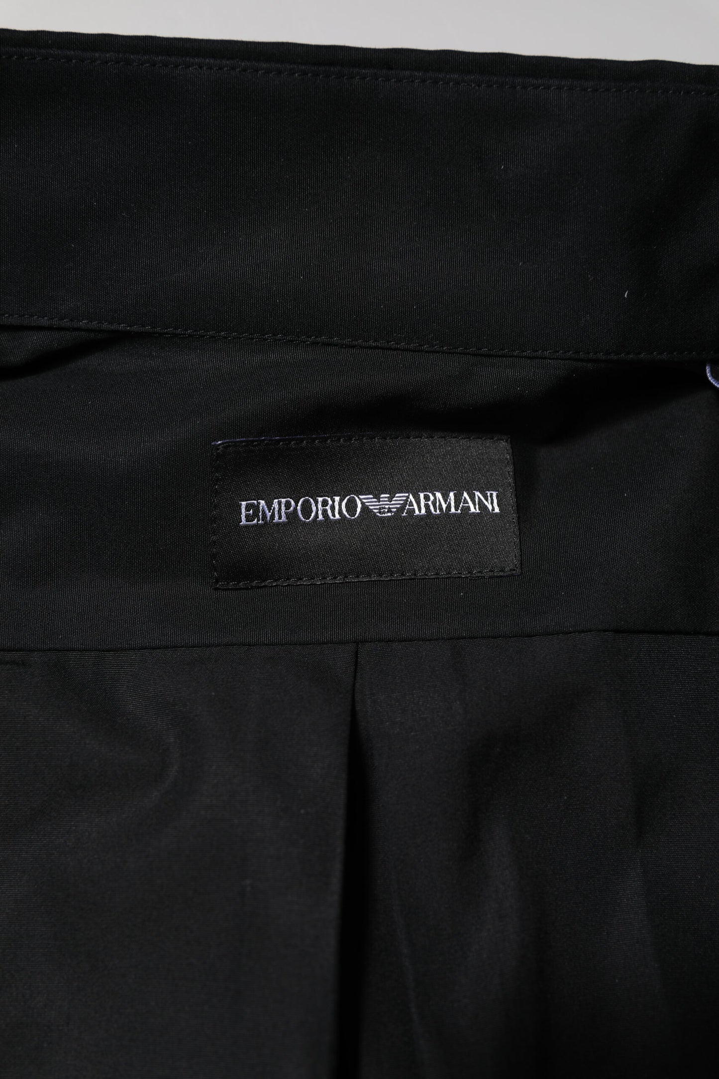 Emporio Armani Black Cotton Long Sleeves Men Formal Dress Shirt