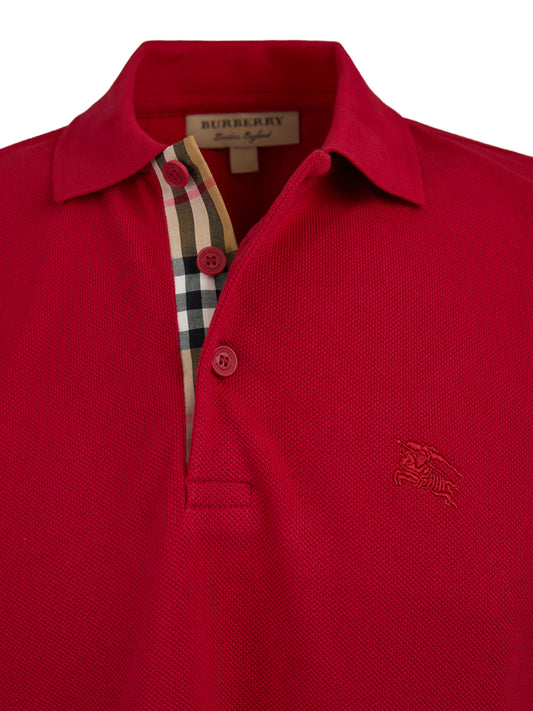 Burberry Red Cotton Collared Polo Shirt