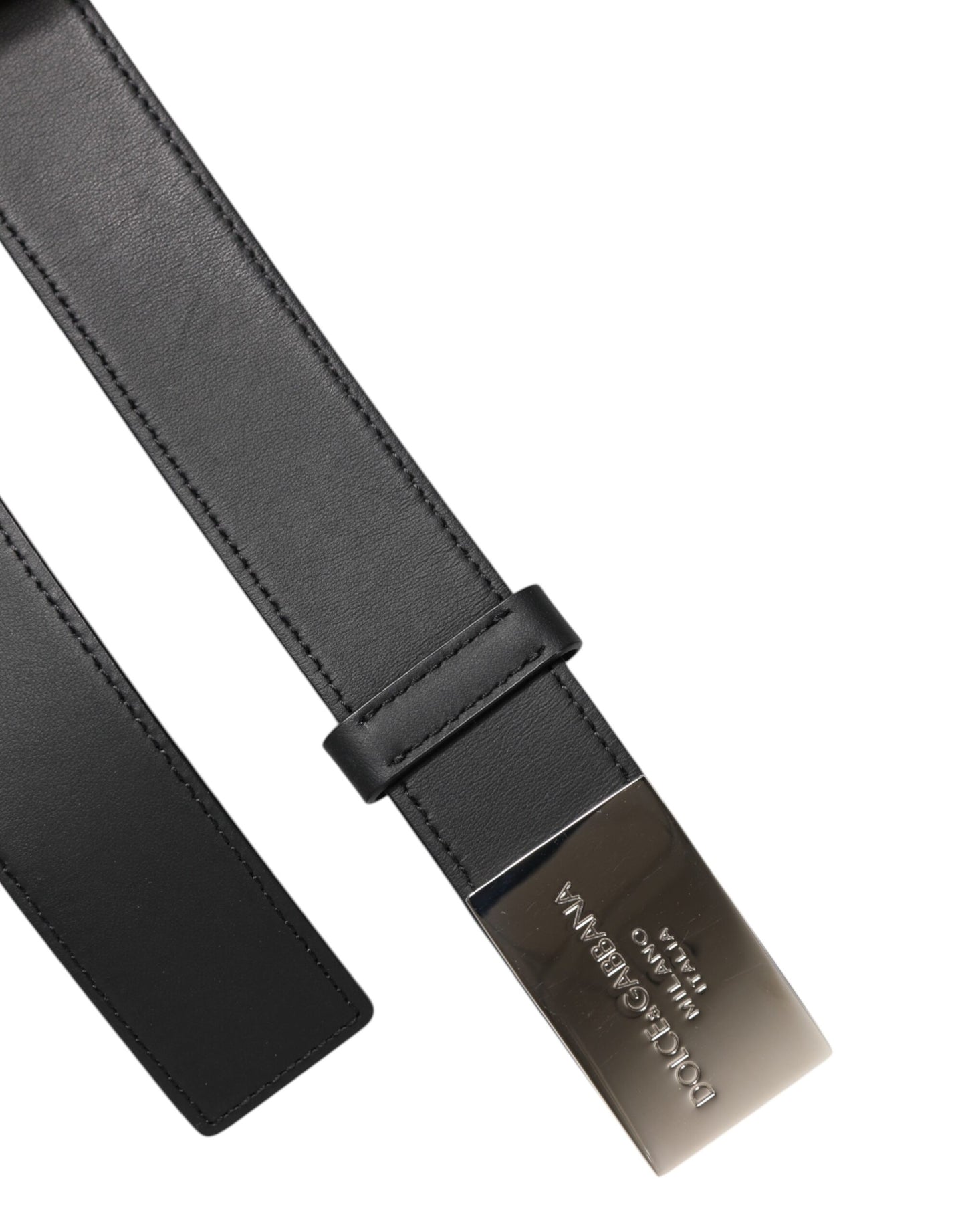 Dolce & Gabbana Black Classic Silver Metal Logo Buckle Belt