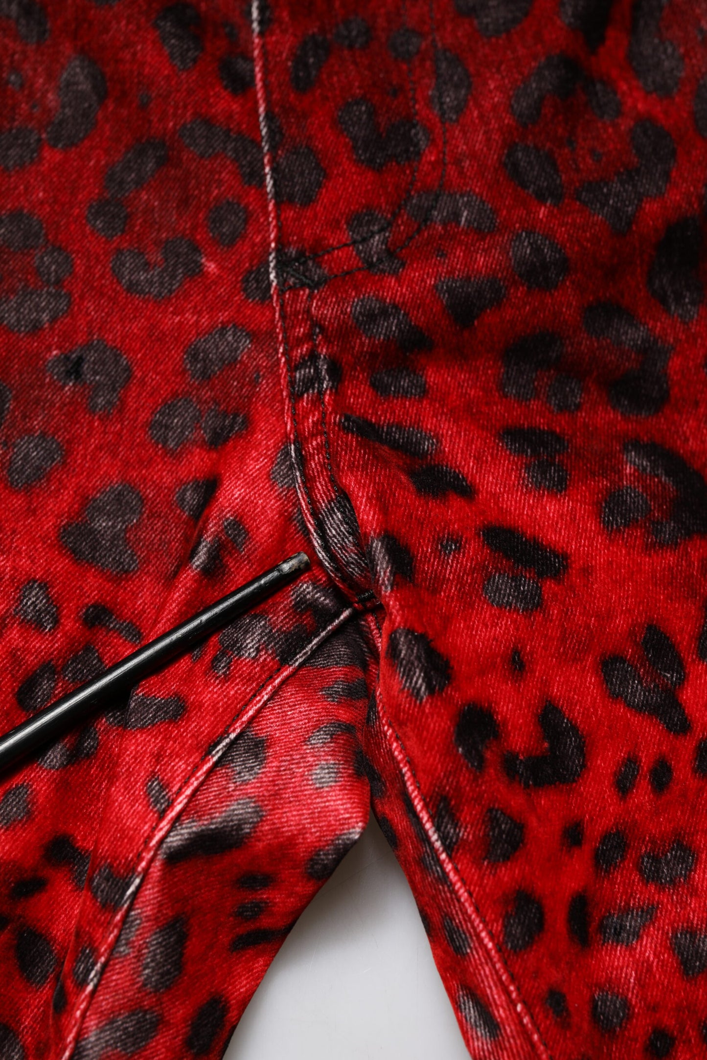 Dolce & Gabbana Red Leopard Print Cotton Skinny Denim Jeans